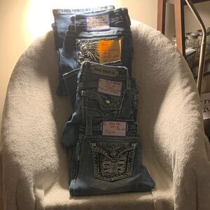 Miss Me Blue Boot Cut Jeans with Embellishments detailed sequins and embroidery